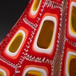 A close up view of the murrine cane glass art by David.