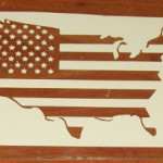 USA stencil placed on glass.