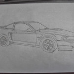 Initial drawing of a Mustang GT