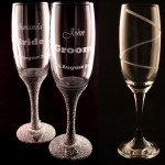 etched champagne flutes