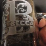 etched monogram name on beer mug